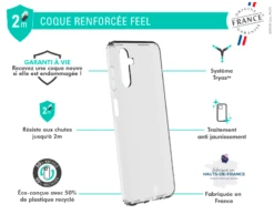Coque Renforcée Samsung G A34 5G FEEL Made In France Garantie à Vie Transparente - 50% Plastique Recyclé Force Case -Force Mobility Shop 02 fcfeelga345g spec fr