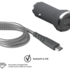 Chargeur Voiture Double Rapide Et Intelligent 4.8A + Câble Renforcé USB A/micro USB 1,2 M Gris Garanti à Vie Force Power -Force Mobility Shop 24351 fpcac2pamic1m2g
