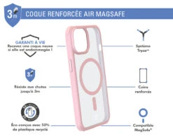 APPLE Coque Renforcée IPhone 15 Plus AIR FROST Compatible MagSafe Frost Rose - Garantie à Vie Force Case -Force Mobility Shop fcairfrmagip15plpk 02 fr 1