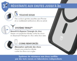 APPLE Coque Renforcée IPhone 15 Pro Max AIR FROST Compatible MagSafe Frost Noire - Garantie à Vie Force Case -Force Mobility Shop fcairfrmagip15pmb 03 fr