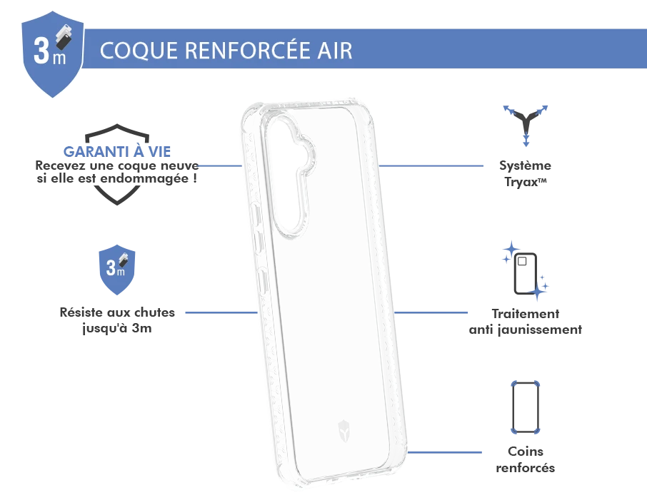 Coque Renforcée Samsung G A54 5G AIR Garantie à Vie Transparente - 50% Plastique Recyclé Force Case 4 Coque Renforcée Samsung G A54 5G AIR Garantie à Vie Transparente - 50% Plastique Recyclé Force Case – Image 2