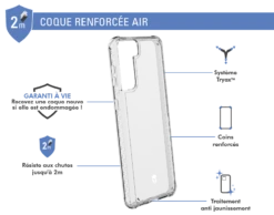 Coque Renforcée AIR Garantie à Vie Transparente Pour Samsung Galaxy S21 5G Force Case -Force Mobility Shop fcairgs21t 02 1
