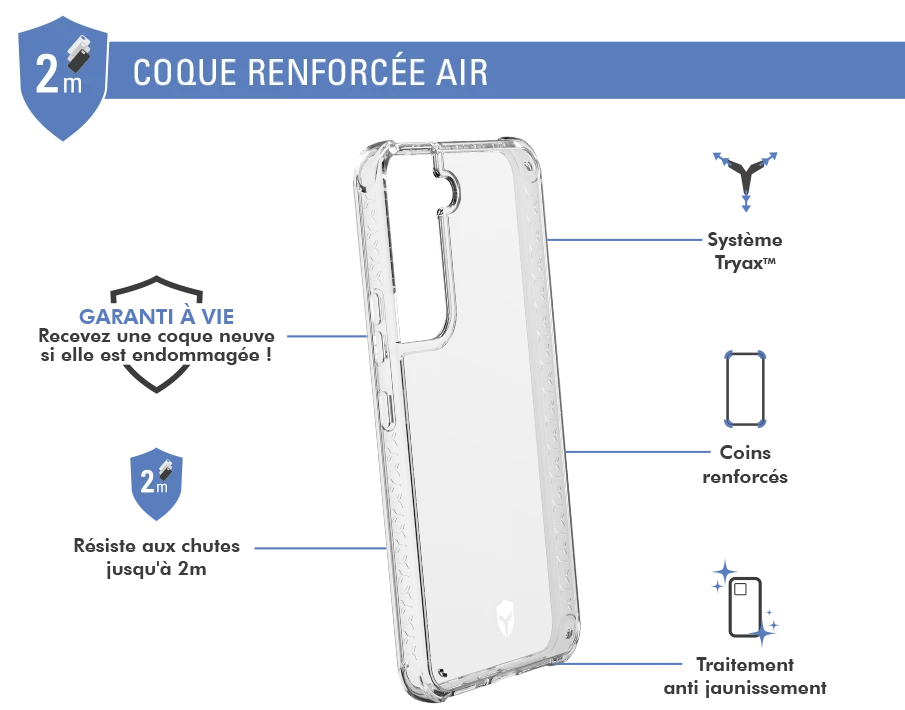 Coque Renforcée AIR Garantie à Vie Transparente Pour Samsung Galaxy S22 5G Force Case 4 Coque Renforcée AIR Garantie à Vie Transparente Pour Samsung Galaxy S22 5G Force Case – Image 2