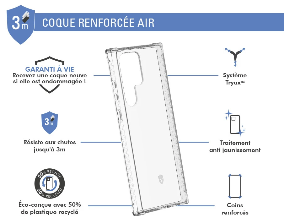 Coque Renforcée Samsung Galaxy S23 Ultra 5G AIR Garantie à Vie Transparente - 50% Plastique Recyclé Force Case 4 Coque Renforcée Samsung Galaxy S23 Ultra 5G AIR Garantie à Vie Transparente - 50% Plastique Recyclé Force Case – Image 2
