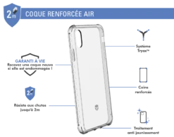 Coque Renforcée Apple IPhone XS Max AIR Garantie à Vie Transparente Force Case -Force Mobility Shop fcairip65t 02 1