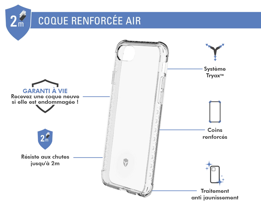 Coque Renforcée Apple IPhone 6/7/8/SE/SE22 AIR Garantie à Vie Transparente Force Case 4 Coque Renforcée Apple IPhone 6/7/8/SE/SE22 AIR Garantie à Vie Transparente Force Case – Image 2