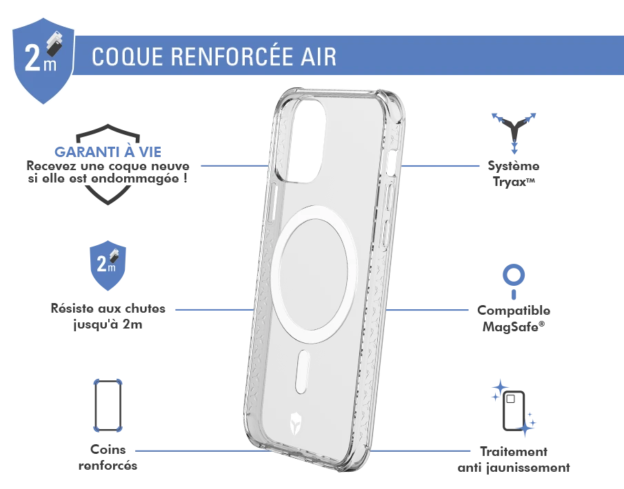 Coque Renforcée AIR Compatible MagSafe Garantie à Vie Transparente Pour Apple IPhone 12 / 12 Pro Force Case 4 Coque Renforcée AIR Compatible MagSafe Garantie à Vie Transparente Pour Apple IPhone 12 / 12 Pro Force Case – Image 2