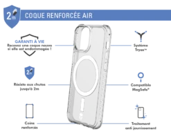 Coque Renforcée AIR Compatible MagSafe Garantie à Vie Transparente Pour Apple IPhone 13 Mini Force Case -Force Mobility Shop fcairmagip1354t 02 1