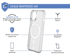 Coque Renforcée AIR Compatible MagSafe Garantie à Vie Transparente Pour Apple IPhone 13 Force Case -Force Mobility Shop fcairmagip1361t 02 1