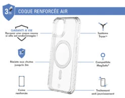 Coque Renforcée Apple IPhone 14 Pro AIR Compatible MagSafe Garantie à Vie Transparente Force Case -Force Mobility Shop fcairmagip14t 02 1