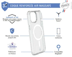 APPLE Coque Renforcée IPhone 15 AIR Compatible MagSafe Transparente - Origine France Garantie - Garantie à Vie Force Case -Force Mobility Shop fcairmagip15mf 02 fr