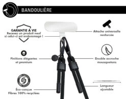 Bandoulière Universelle Amovible Longueur Ajustable Noire Force Case -Force Mobility Shop fcbandblack 02 fr 1