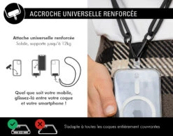 Bandoulière Universelle Amovible Longueur Ajustable Noire Force Case -Force Mobility Shop fcbandblack 04 fr 1