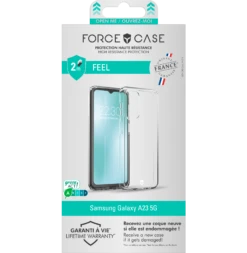 Coque Renforcée Samsung G A23 5G FEEL Made In France Garantie à Vie Transparente - Plastique Recyclé Force Case -Force Mobility Shop fcfeelga235g pack hd