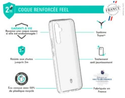 Coque Renforcée Samsung G A54 5G FEEL Made In France Garantie à Vie Transparente - 50% Plastique Recyclé Force Case -Force Mobility Shop fcfeelga545g 02 fr