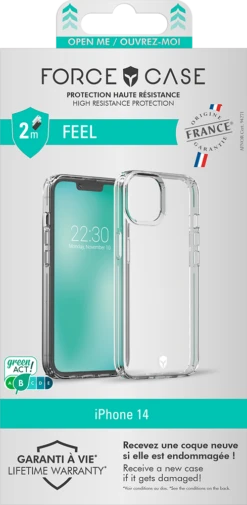 Coque Renforcée Apple IPhone 14 Feel Garantie à Vie Transparente Force Case -Force Mobility Shop fcfeelip14 pack