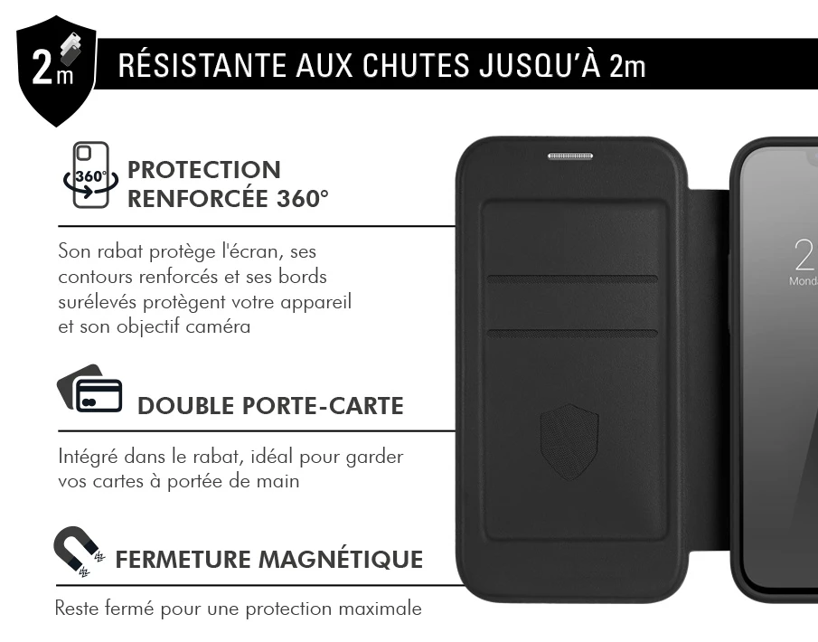 APPLE Étui Folio Renforcé IPhone 15 Plus Compatible MagSafe Noir - Garantie à Vie Force Case 5 APPLE Étui Folio Renforcé IPhone 15 Plus Compatible MagSafe Noir - Garantie à Vie Force Case – Image 3