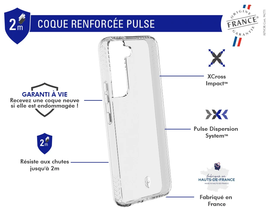 Coque Renforcée PULSE Made In France Garantie à Vie Transparente Pour Samsung Galaxy S22 5G Force Case 4 Coque Renforcée PULSE Made In France Garantie à Vie Transparente Pour Samsung Galaxy S22 5G Force Case – Image 2