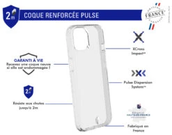 Coque Renforcée PULSE Made In France Garantie à Vie Transparente Pour Apple IPhone 13 Force Case -Force Mobility Shop fcpulsip1361tmf 02 1