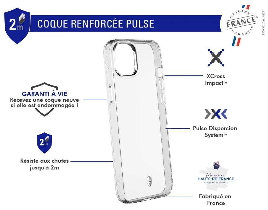 Coque Renforcée Apple IPhone 14 Plus PULSE Made In France Garantie à Vie Transparente Force Case 4 Coque Renforcée Apple IPhone 14 Plus PULSE Made In France Garantie à Vie Transparente Force Case – Image 2
