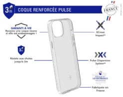 APPLE Coque Renforcée IPhone 15 Plus PULSE Garantie à Vie Transparente - FR Force Case -Force Mobility Shop fcpulsip15plt 02 fr
