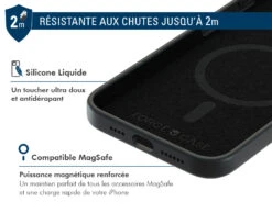 APPLE Coque IPhone 15 Pro Silicone Renforcée Compatible MagSafe Garantie à Vie Noire Force Case -Force Mobility Shop fcsilimagip15pb 03 fr