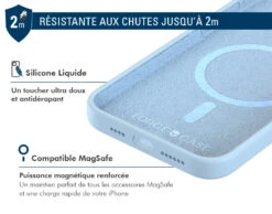 APPLE Coque IPhone 15 Plus Silicone Renforcée Compatible MagSafe Garantie à Vie Bleu Ciel Force Case -Force Mobility Shop fcsilimagip15plbl 03 fr