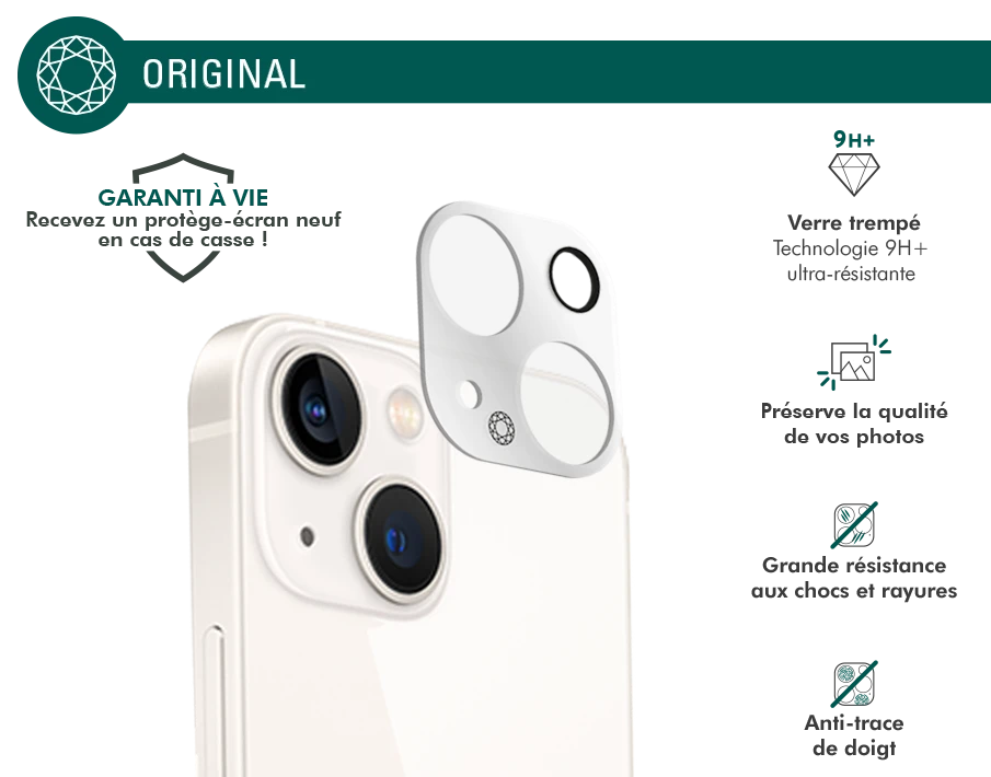 Protège écran Caméra Apple IPhone 13 Garanti à Vie Force Glass 4 Protège écran Caméra Apple IPhone 13 Garanti à Vie Force Glass – Image 2