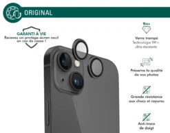 Protège Lentilles Caméra IPhone 15 / 15 Plus / IPhone 14 / IPhone 14 Plus Garanti à Vie Force Glass -Force Mobility Shop fgmglensip15b 02 fr