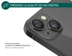 Protège Lentilles Caméra IPhone 15 / 15 Plus / IPhone 14 / IPhone 14 Plus Garanti à Vie Force Glass -Force Mobility Shop fgmglensip15b 04 fr