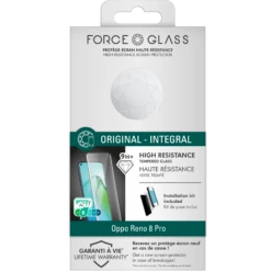 Protège écran Oppo Reno 8 Pro 2.5D Original Garanti à Vie Force Glass -Force Mobility Shop fgmgreno8p pack hd 2 1