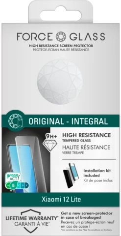 Protège écran Xiaomi 12 Lite 2.5D Original Garanti à Vie Force Glass 9 Protège écran Xiaomi 12 Lite 2.5D Original Garanti à Vie Force Glass -Force Mobility Shop fgmgx12lite pack