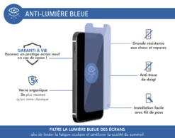 Protège écran Plat Anti Lumière Bleue Garanti à Vie En Verre Organique Pour Apple IPhone 13 Mini Force Glass -Force Mobility Shop fgogip1354ab 02 1