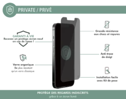 Protège écran Plat Privé Garanti à Vie En Verre Organique Pour Apple IPhone 13 / 13 Pro / 14 Force Glass -Force Mobility Shop fgogip1361priv 02 1