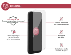 Protège écran Plat Original Garanti à Vie En Verre Organique Pour Apple IPhone 13 Pro Max / 14 Plus Force Glass -Force Mobility Shop fgogip1367orig 02 1 1