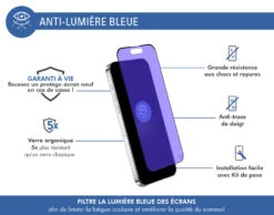 APPLE Protège écran IPhone 15 Pro Max 2.5D Anti Lumière Bleue Garanti à Vie Force Glass -Force Mobility Shop fgogip15pmab 02 fr
