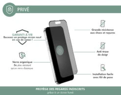 APPLE Protège écran IPhone 15 Pro 2.5D Privé - Garanti à Vie Force Glass -Force Mobility Shop fgogip15ppriv 02 fr