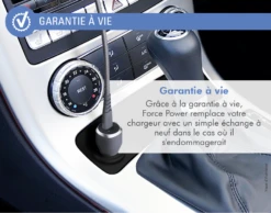 Chargeur Voiture Double Garanti à Vie USB A+A 4.8A Rapide Et Intelligent Gris Force Power -Force Mobility Shop fpcac4.8a2usbag 06