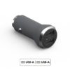 Chargeur Voiture Double Garanti à Vie USB A+A 4.8A Rapide Et Intelligent Gris Force Power