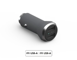 Chargeur Voiture Double Garanti à Vie USB A+A 4.8A Rapide Et Intelligent Gris Force Power