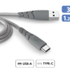 Câble Ultra-renforcé USB A/USB C 1,2m 3A Garanti à Vie Gris - 100% Plastique Recyclé Force Power -Force Mobility Shop fpcblac1.2mrg main 1