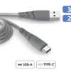 Câble Ultra-renforcé USB A/USB C 2m 3A Garanti à Vie Gris - 100% Plastique Recyclé Force Power -Force Mobility Shop fpcblac2mrg main