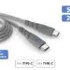 Câble Ultra-renforcé USB C/USB C 2m 5A Garanti à Vie Gris - 100% Plastique Recyclé Force Power -Force Mobility Shop fpcblcc2m5arg main