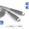 Câble Ultra-renforcé USB C/USB C 2m 3A Garanti à Vie Gris - 100% Plastique Recyclé Force Power -Force Mobility Shop fpcblcc2mrg main