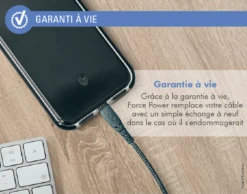 Câble Ultra-renforcé USB A/micro USB 2 M 2.1A Garanti à Vie Gris Force Power -Force Mobility Shop fpcblmic2mg 06