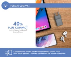 Chargeur Maison 25W Power Delivery Garanti à Vie Gris - 100% Plastique Recyclé Force Power -Force Mobility Shop fpcs25wcpdrg 03 fr 1