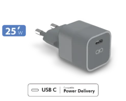 Chargeur Maison 25W Power Delivery Garanti à Vie Gris - 100% Plastique Recyclé Force Power