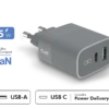 Double Chargeur Maison 45W (30+12W) Power Delivery GaN Gris - Garanti à Vie Force Power -Force Mobility Shop fpcs45wacganrg main 1