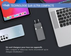 CHARGEUR MAISON 65W POWER DELIVERY GAN UNIVERSEL COMPATIBLE SMARTPHONE, TABLETTE, PC,ETC. GARANTI À VIE GRIS -Force Mobility Shop fpcs65wgancg 03