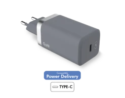 CHARGEUR MAISON 65W POWER DELIVERY GAN UNIVERSEL COMPATIBLE SMARTPHONE, TABLETTE, PC,ETC. GARANTI À VIE GRIS